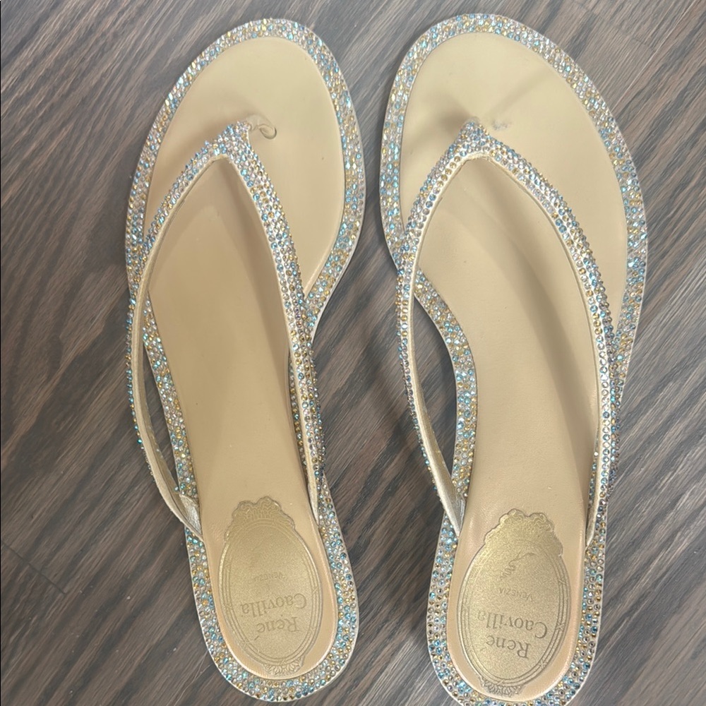 Rene Caovilla Gold and rhinestones Women's Sandals